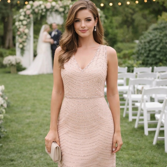 Adrianna Papell Dresses & Skirts - NWT Adrianna Papell Sleeveless Blousen Beaded Mini Dress Sz 8 Pink Glam Cocktail